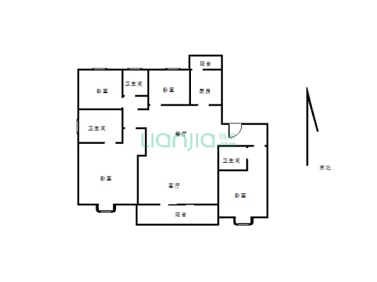 绿地现房出售，7米开间，标准4室2厅3卫，业主急售-户型图