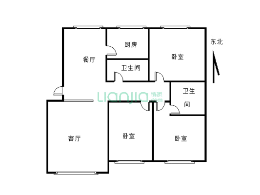 滨江状元居大三房两厅两卫一厨通透户型-户型图