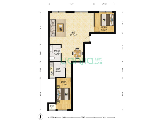福田大厦 2室1厅1卫 102平方