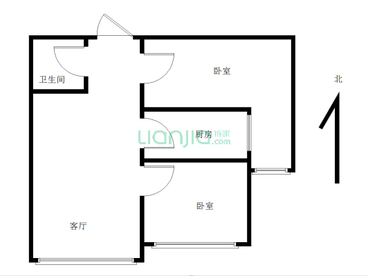 兴隆财富九龙城两居室，纯南户型，卧室宽阔-户型图