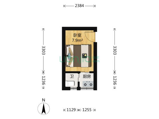 山海园林 1室0厅1卫 13平方