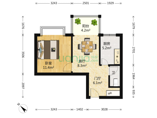 馨宁居二期 1室1厅1卫 50平方