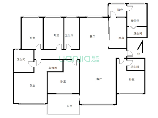 改善型5居室出售，小区环境好，户型方正-户型图