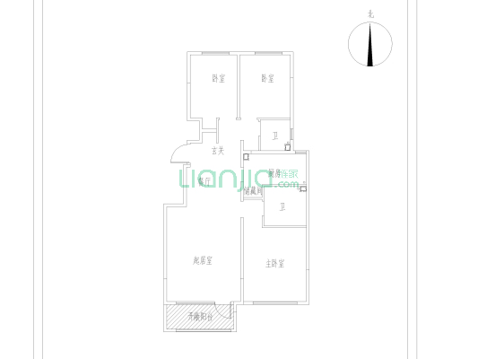 桃源新都孔雀城 3室2厅 南-户型图
