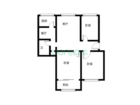 永安小区 3室2厅 南 北-户型图