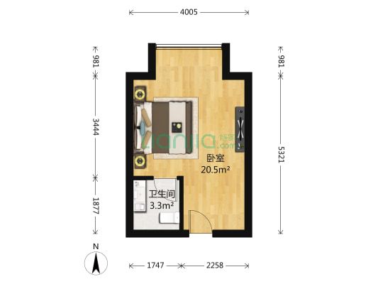 泰格公寓 1室0厅1卫 41平方