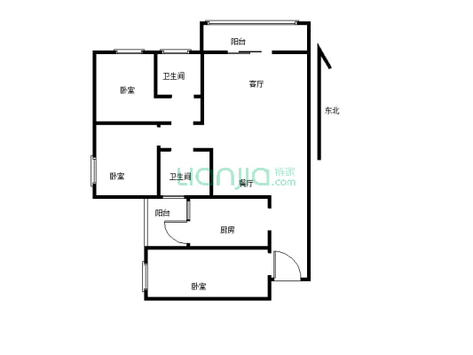 此房实得面积宽，户型方正，小区环境可以江边空气好-户型图