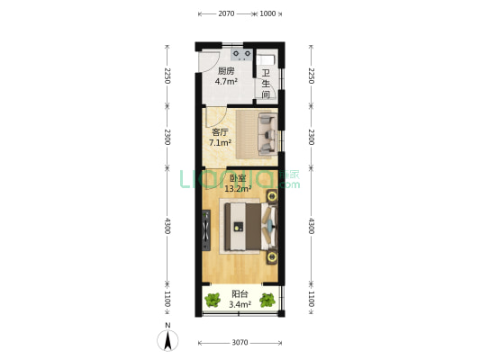 谨斜小区 1室1厅1卫 40平方