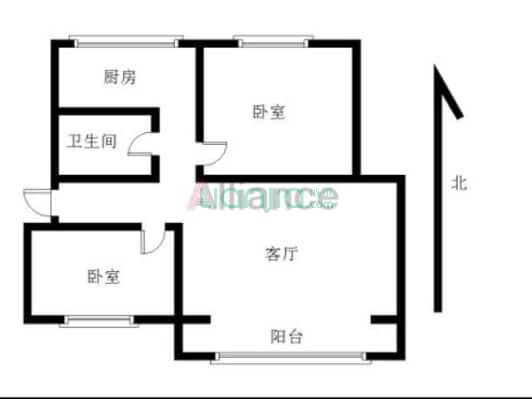 范阳水电小区 2室1厅 南 南-户型图
