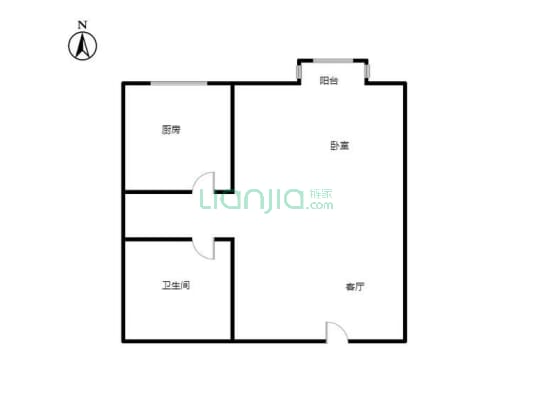 汇元尚品 1室1厅 北-户型图