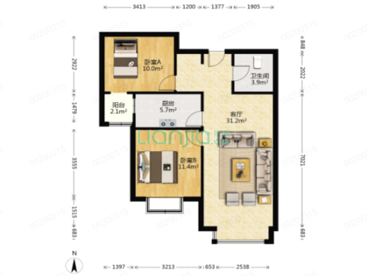 香邑溪谷 大社区   全天采光 带装修-户型图