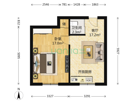 增强楼 1室1厅1卫 29平方
