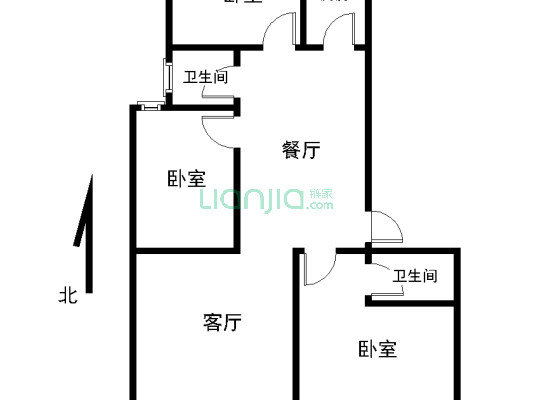 宏升国际小区 3室2厅1厨2卫（与系统中一致）-户型图