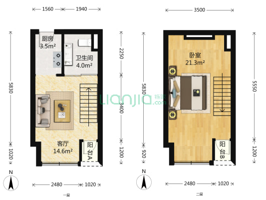 锦银休闲广场 1室1厅1卫 36平方