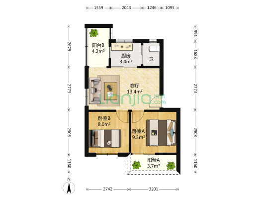 广益新村 2室1厅1卫 52平方