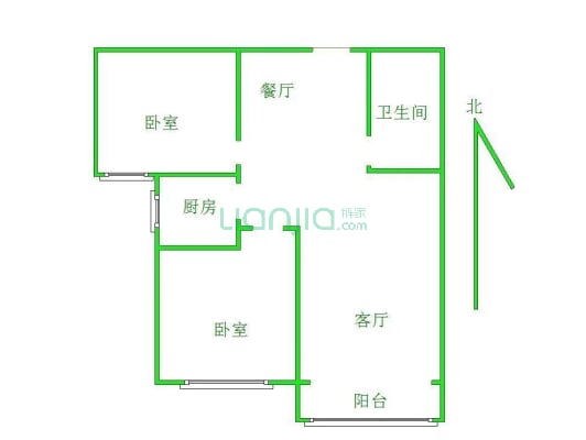清山公爵城 2室2厅 南-户型图