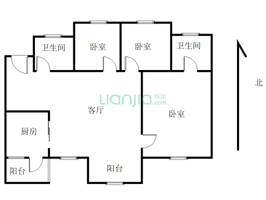 圣桦名城 清水横厅户型通 地下室满两年价格可以谈-户型图