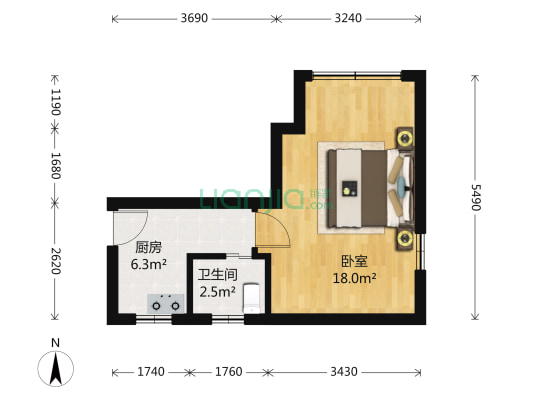 永兴小马路80号 1室1厅1卫 41平方