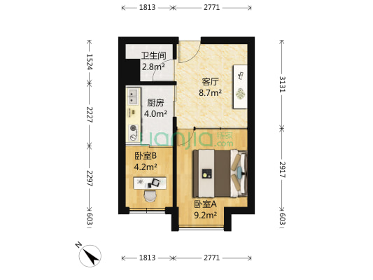 国宾豪庭三期 2室1厅1卫 41平方
