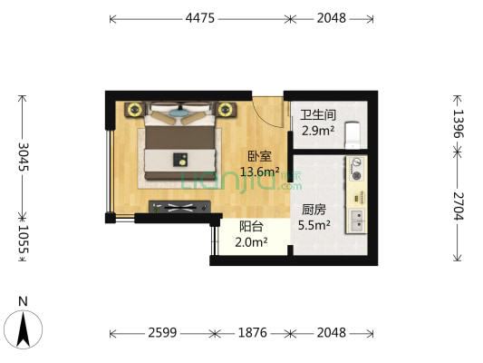 奥北南区 1室0厅1卫 37平方