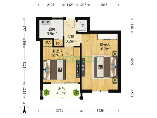 科院路11号 2室0厅1卫 51平方