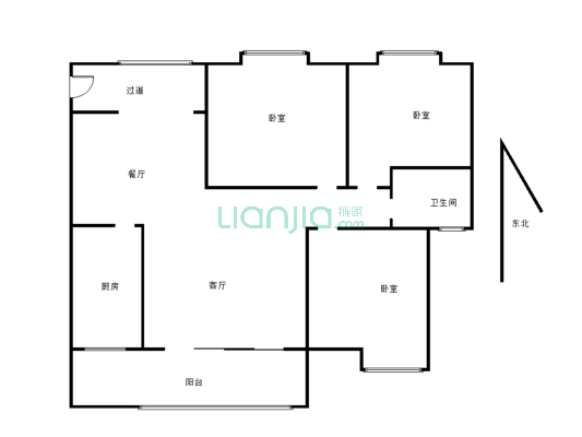 聚信国际B区 3室2厅 城北繁华区域 适宜居住-户型图