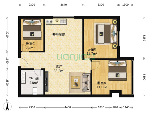 南川大楼 3室1厅1卫 101平方