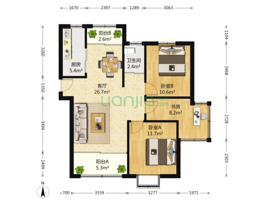 金陵湾 3室1厅1卫 118平方