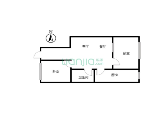 双塔区  精装两居室  集中供暖电梯房-户型图