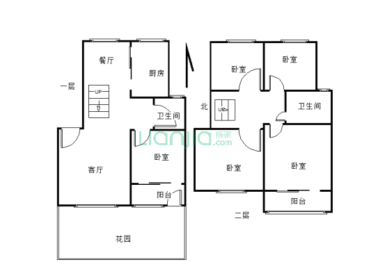 九天庄园一楼精装房，上下两层复试，带30平左右院子-户型图