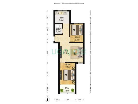 惠安小区D区 2室1厅1卫 50平方
