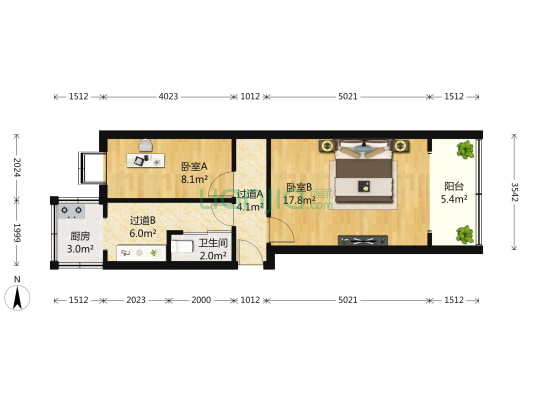 信义街 2室0厅1卫 57平方
