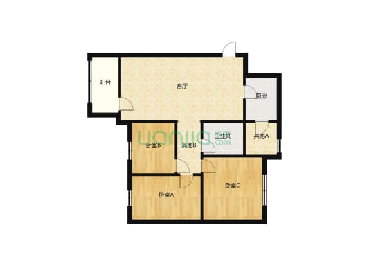 优质三居 恒大绿洲117平 三室小高层  精装修满二-户型图