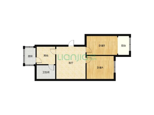 81平，两室一厅一厨一卫，步梯好楼层，价格便宜-户型图