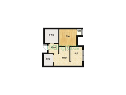 华耀城柏石公寓 精准1房1厅1卫 家具家电齐全-户型图