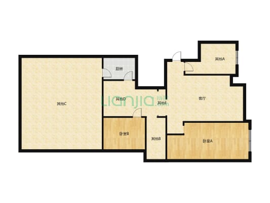 美林山精装三居室带大露台装修好-户型图