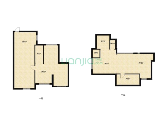 复式挑空阁楼、标准5室2厅2卫，电梯中层、视野开阔-户型图