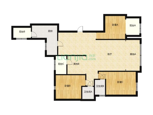 品质小区，户型楼层采光好，全屋定制红木家具品牌家电-户型图