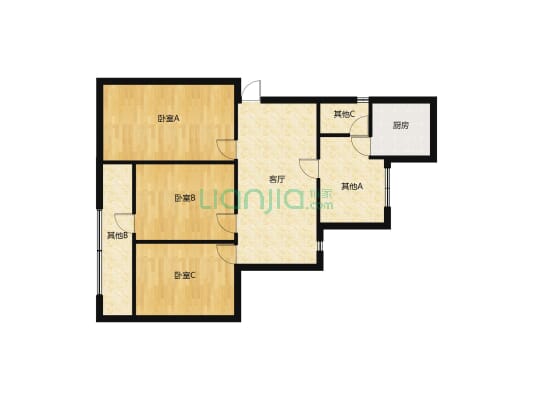 太平小区，步梯中层，3室简单装修出售-户型图
