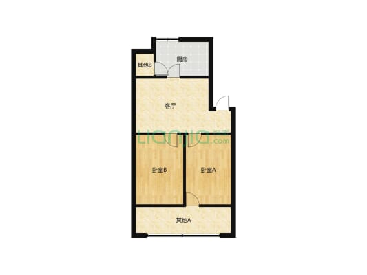 天马小苑标准2房位置好有小区光线好房型方正拎包入住-户型图