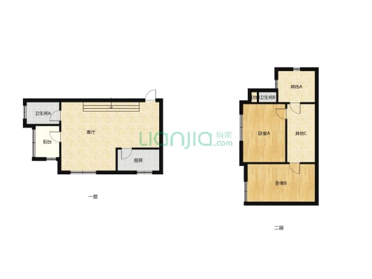 万博园公寓包过户 双气 能办公 能居住 2跃三层-户型图