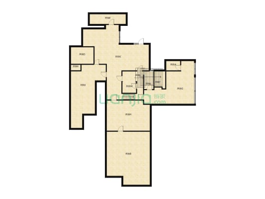 华新银泰红城逸墅，电梯 毛坯5室，前庭 后院 露台-户型图