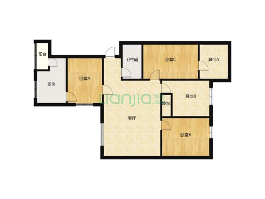 精装三居室，婚房标准，步梯六楼满二拎包入住-户型图