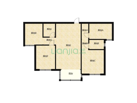 福和园 毛坯房 8楼 121平米 三室两厅两卫-户型图