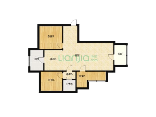 陶然新城三居室，南北通透，楼层低，随时可以看房-户型图