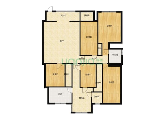 税务局家属房4房两厅，233平大平层电梯房，家具齐全-户型图