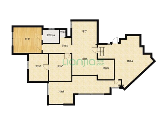 雁城世家精装两房两厅两卫180.72平方-户型图