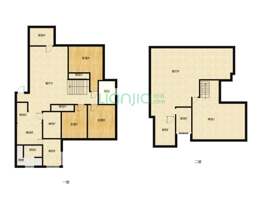 房东自住装修 复式上下双层 空间大 视野开阔-户型图