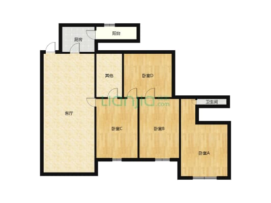 恒大绿洲大4房两厅，精装修家具家电齐全-户型图