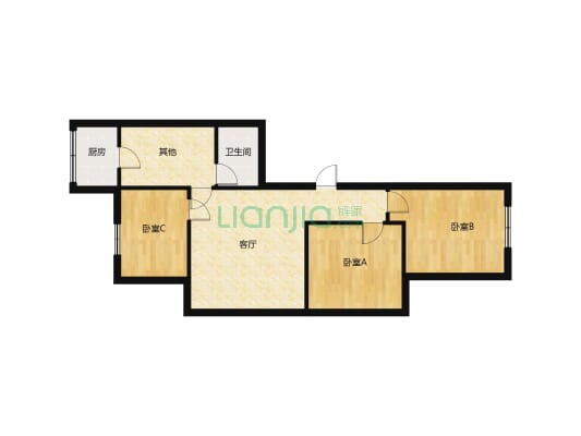 王郎公寓三室两厅101平79万南北通透老证中装可贷款-户型图